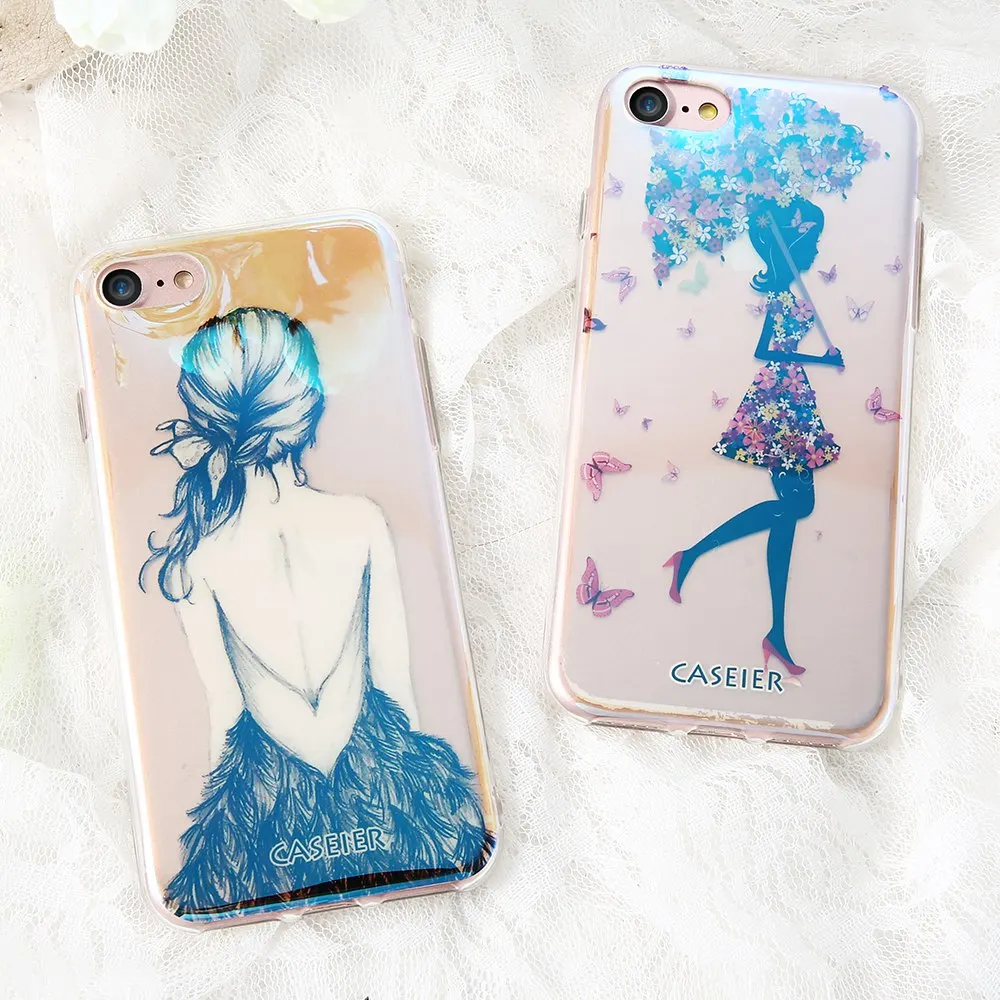 CASEIER Chic Blue Ray Case For iPhone 7 8 Silicone Cases Plus Luxury Soft Phone Cover Shell Accessories Capinha |
