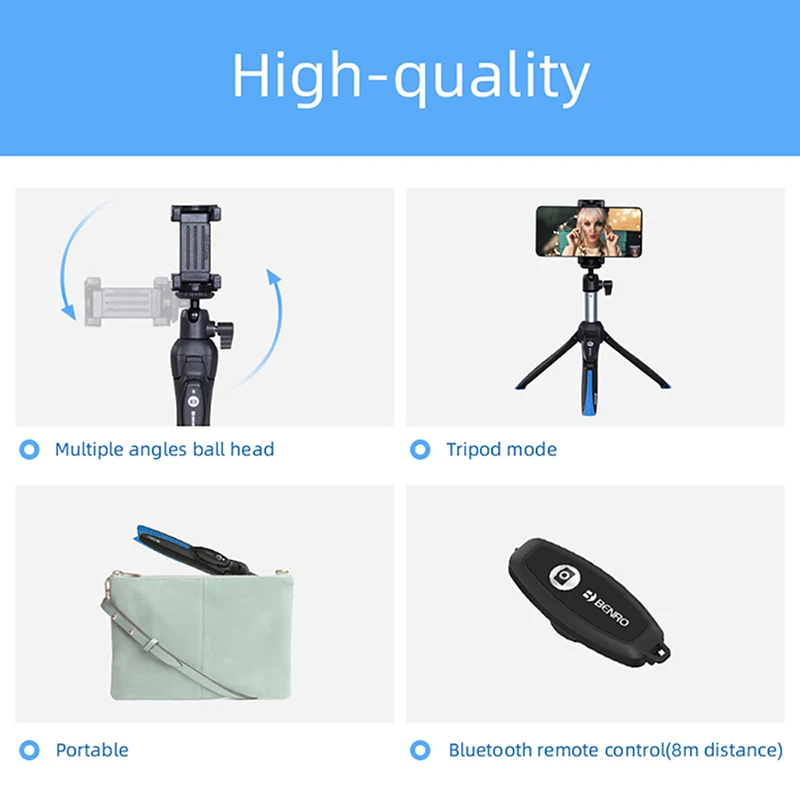 Селфи-палка Benro Mefoto MK10 с Bluetooth штатив монопод 3 в 1 Автопортрет для iPhone Huawei Samsung Gopro 7 6