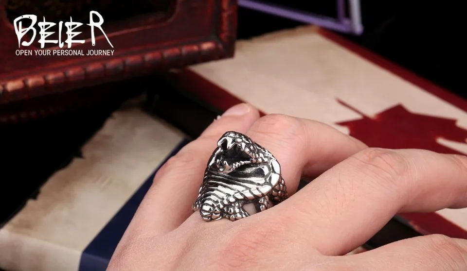 BEIER Cool Cobra Snake For Man 316L Stainless Steel Men's Unique Punk Ring Factory Wholesale Price Animal Jewerly BR8-086