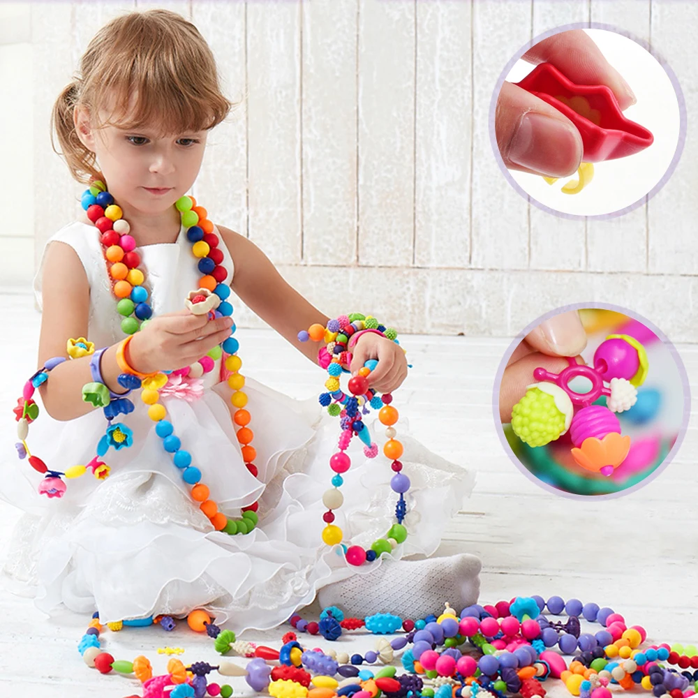 300g Toys Pop Beads Snap Together Jewelry Puzzle Fashion DIY Educational Kids Craft Gifts for Girls | Игрушки и хобби