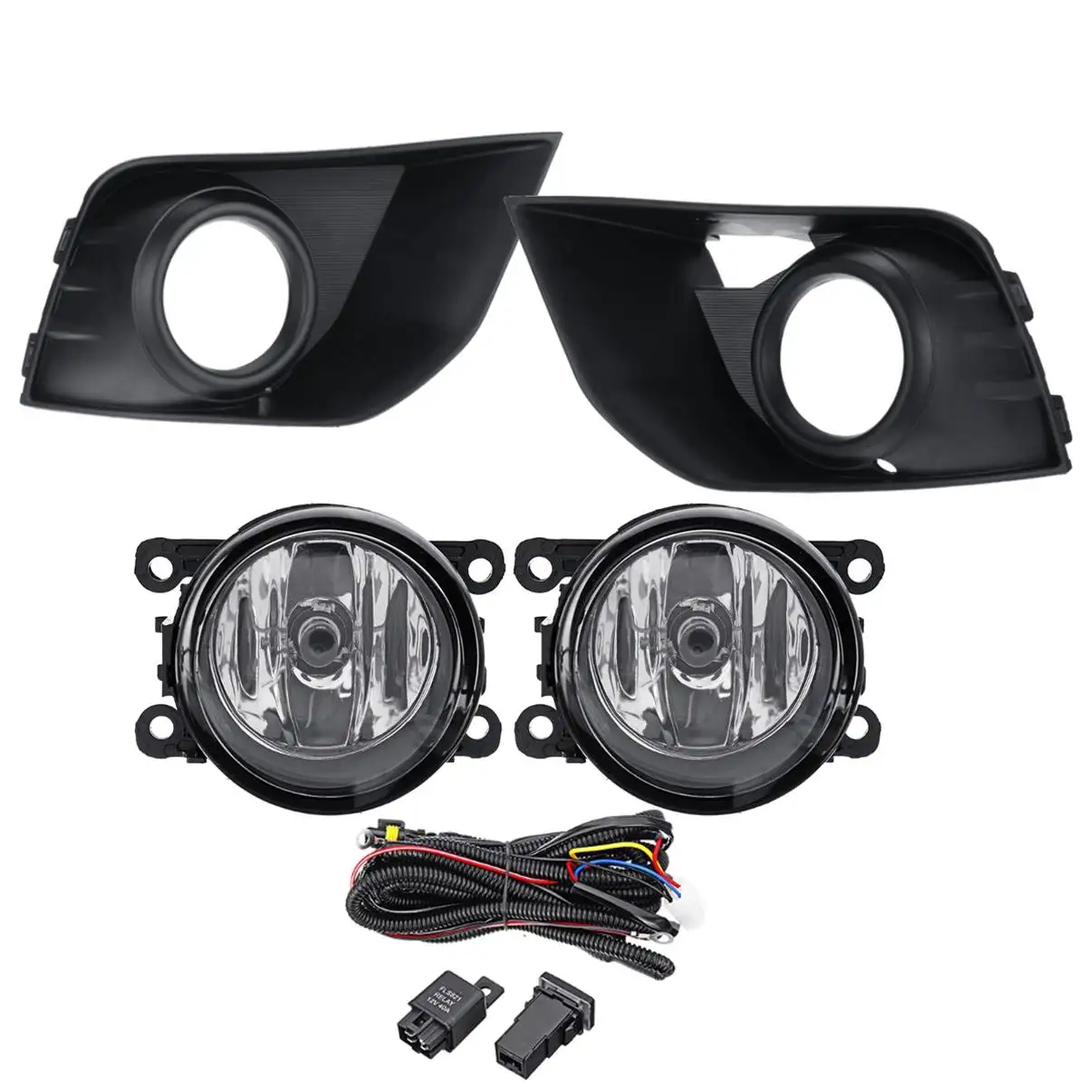 Fog Light And Cover 1 пара бампер автомобиля туман светильник с лампой рамка гриль для Mitsubishi Outlander Sport ASX RVR укладки дневные ходовые огни - Цвет: Fog Light And Cover