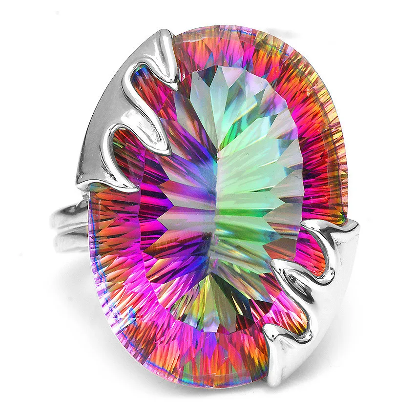 Мистический Камень 100% подлинный. Женское кольцо для свадьбы серебряное Размер 7 8