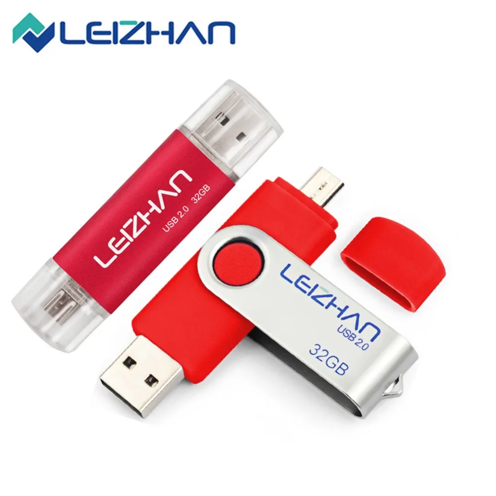 LEIZHAN флеш накопитель с двумя usb портами 4 ГБ 8 16 32 64 128 ГБ|USB флэш-накопители| |