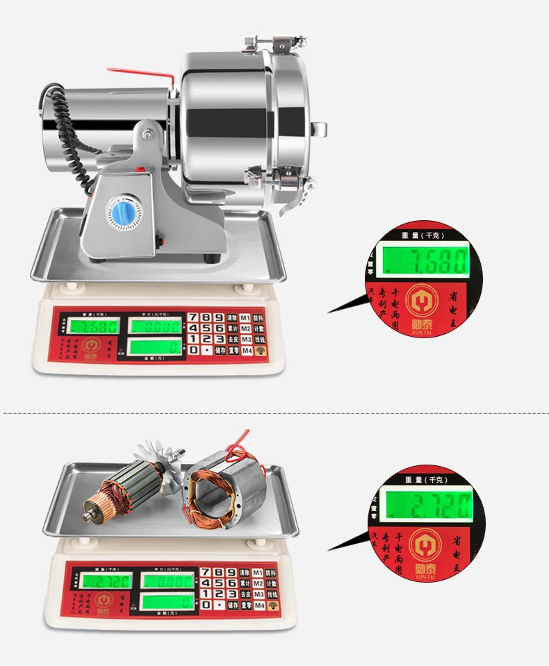 Food Mill 600g/3000W Mini Electric Grinder Spicery Pepper Stainless Steel Grinding Shredder Commercial/Home Kitchen Baking Tools