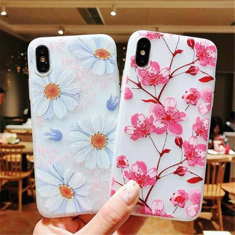 Прозрачный цветок силиконовый чехол для Samsung Galaxy S10 S9 S8 Plus Note 9 S10e + с цветочным
