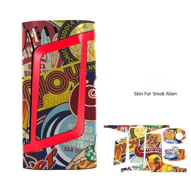 

1pcs Cool Design Smok Alien 220 Wrap Skin Cover SMOK Alien 220W Kit TC VW Temp Control Box Mod with TFV8 Decoration Case Sticker