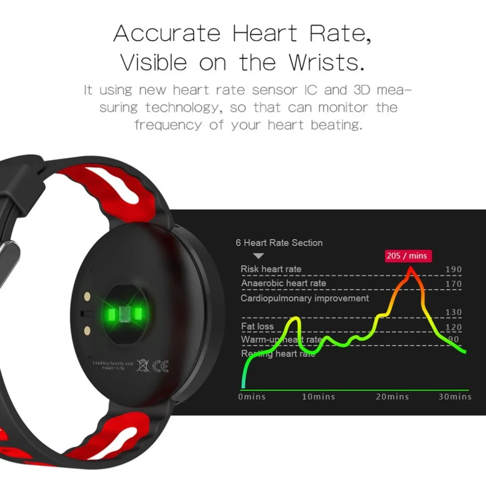 DM58 Bluetooth Спорт браслет сердечного ритма Смарт часы крови Давление монитор IP68