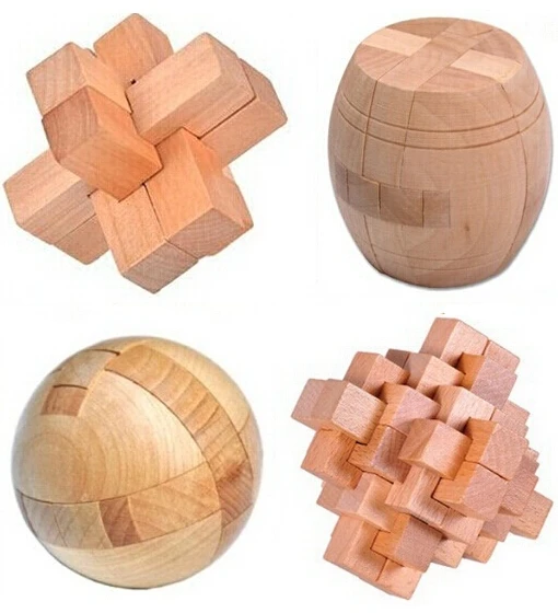 Новинка 4 шт./лот классические 3D деревянные пазлы IQ Brain Teaser блокировка заусенцев