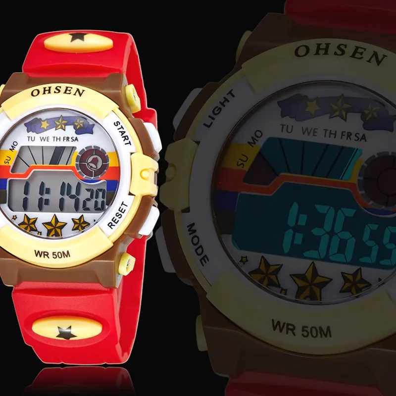 Хит продаж 2020 OHSEN цифровой бренд quartz детские наручные часы girls 50M