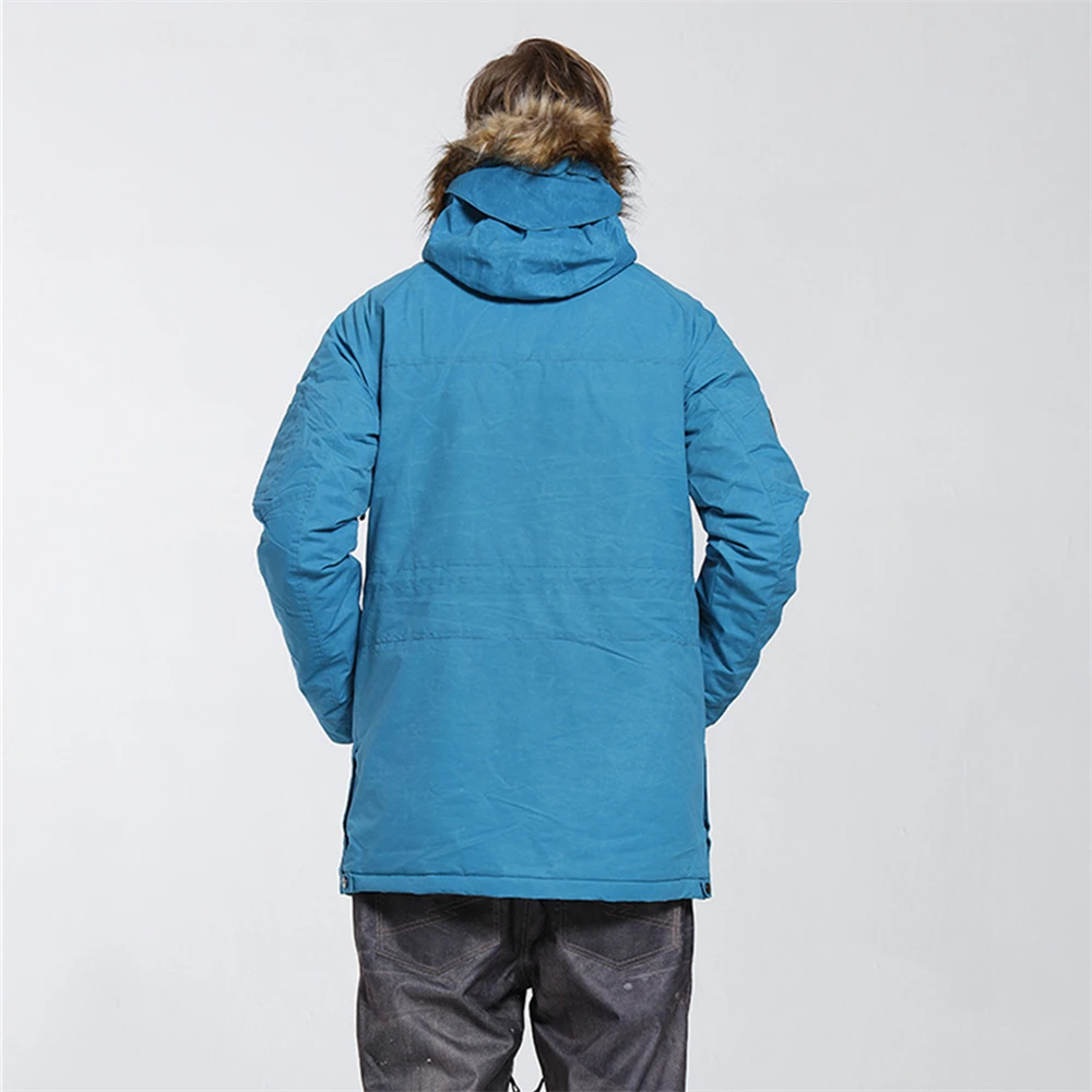 GSOU зимняя Лыжная куртка для мужчин сноуборд с меховым капюшоном