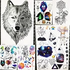 Черные, родовые волки, Временные татуировки, наклейки, женская мода, боди-арт, планеты, искусственные татуировки, мужские, Детские водонепроницаемые татуировки, астронавт