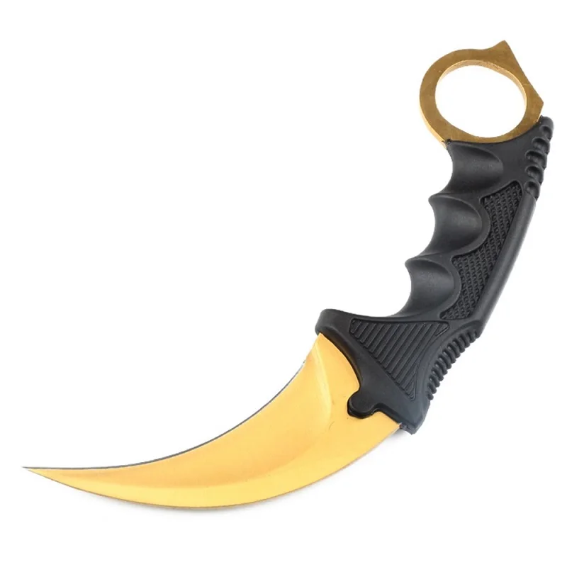 Gold HS инструменты Открытый Karambit ножи охотничьи ножи выживания тактический коготь Карманный Самообороны обидный кемпинг инструмент - Цвет: Gold