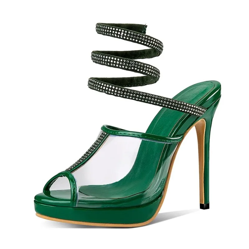 Женские босоножки на очень высоком каблуке из Pu искусственной кожи с открытым