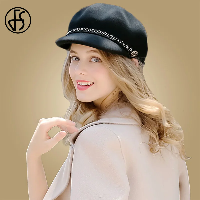 Женский фетровый берет FS элегантная фетровая шляпа в стиле ретро теплая шапка