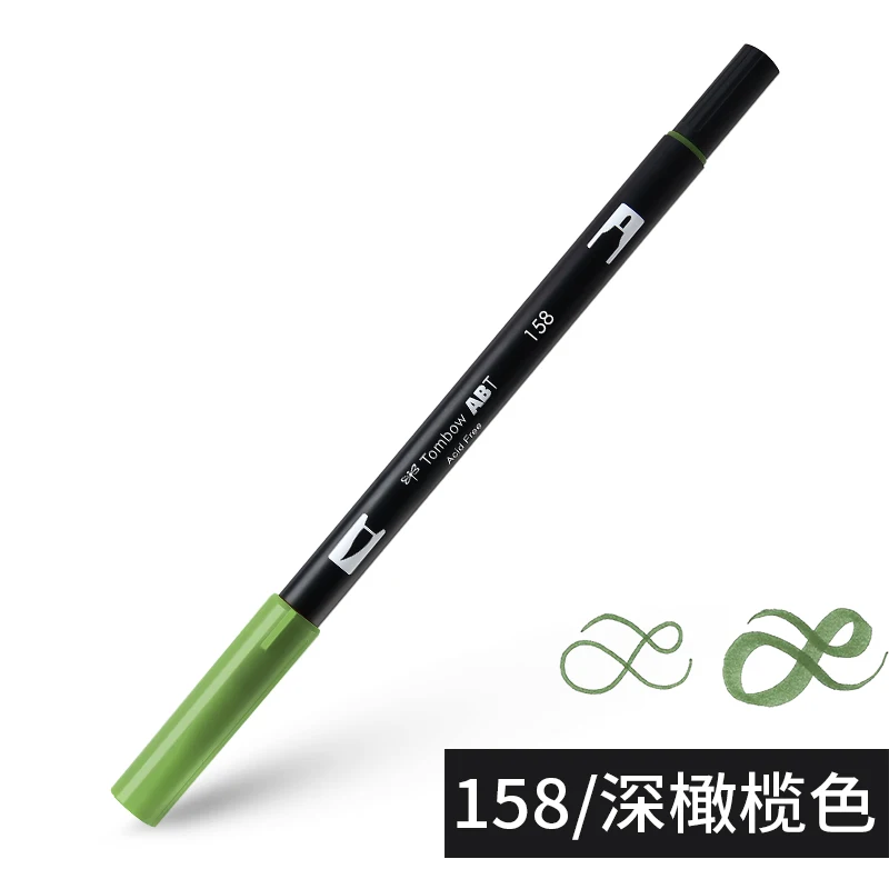 158 ABT Tombow, двойная кисть, художественные маркеры, акварельные маркеры, 96 цветов, мягкая ручка для рукописного письма, профессиональные ручки для рисования - Цвет: 158