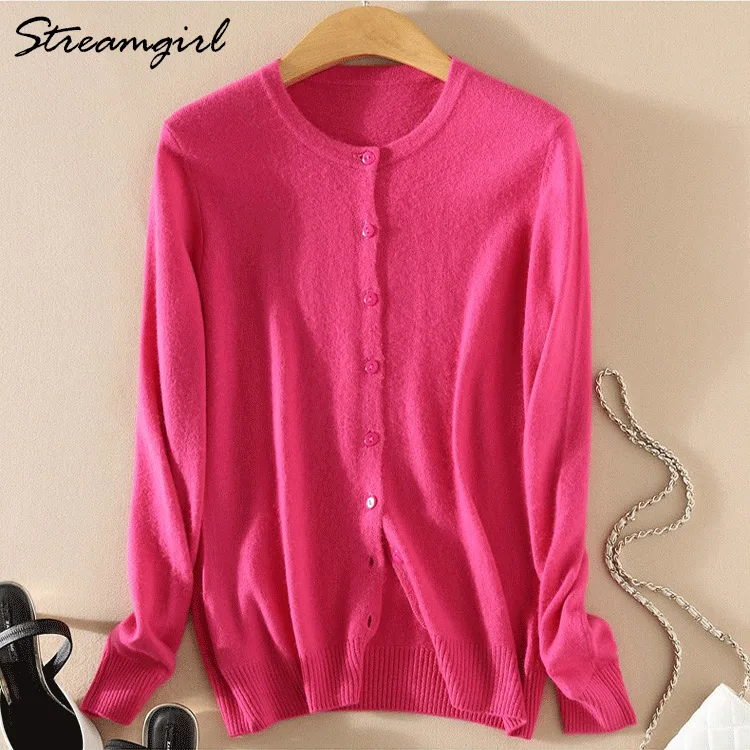 Knitted Cardigan Women Cashmere Wool Female Cardigans Short Black Cardigan Plus Size Cardigans Big Size Women Tops Spring - Цвет: Rosy