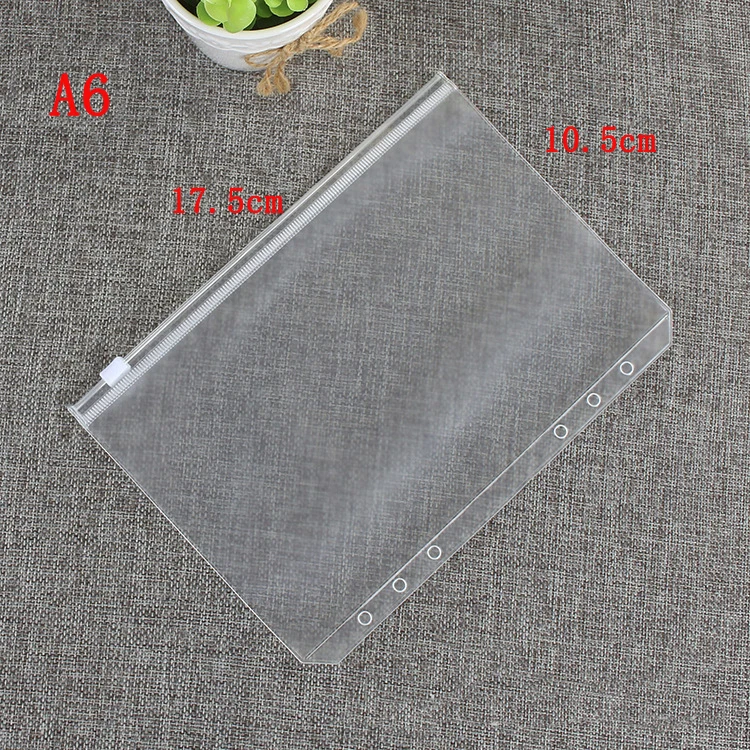 A6 zip bag EZONE A5/A6/A7 органайзер для файлов с отрывными листами, ПП папка, ПВХ сумка для коллекции, сумка для хранения визиток, офисные канцелярские принадлежности - Цвет: A6 zip bag