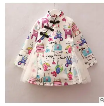 Традиционное платье в китайском стиле для девочек зимний детский костюм Тан