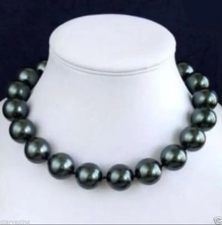 

FREE SHIPPING HOT sell new Style >>>> Charming!14mm South Black Sea Shell Pearl Necklace 18"AAA