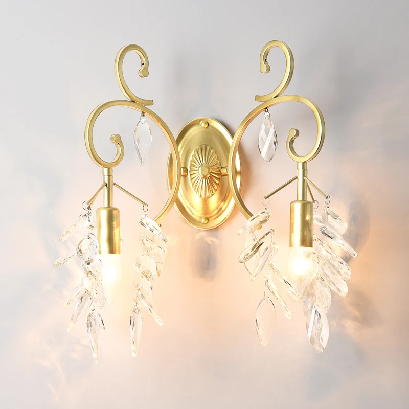 Французский светодиодный Золотой Хрустальный Настенный бра освещение для