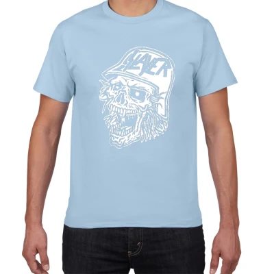 W346 light blue Металлическая группа, Мужская футболка, the slayer, хлопок, уличная футболка, мужская панк одежда, летняя крутая футболка, homme, рок-Поп Футболка - Цвет: W346 light blue