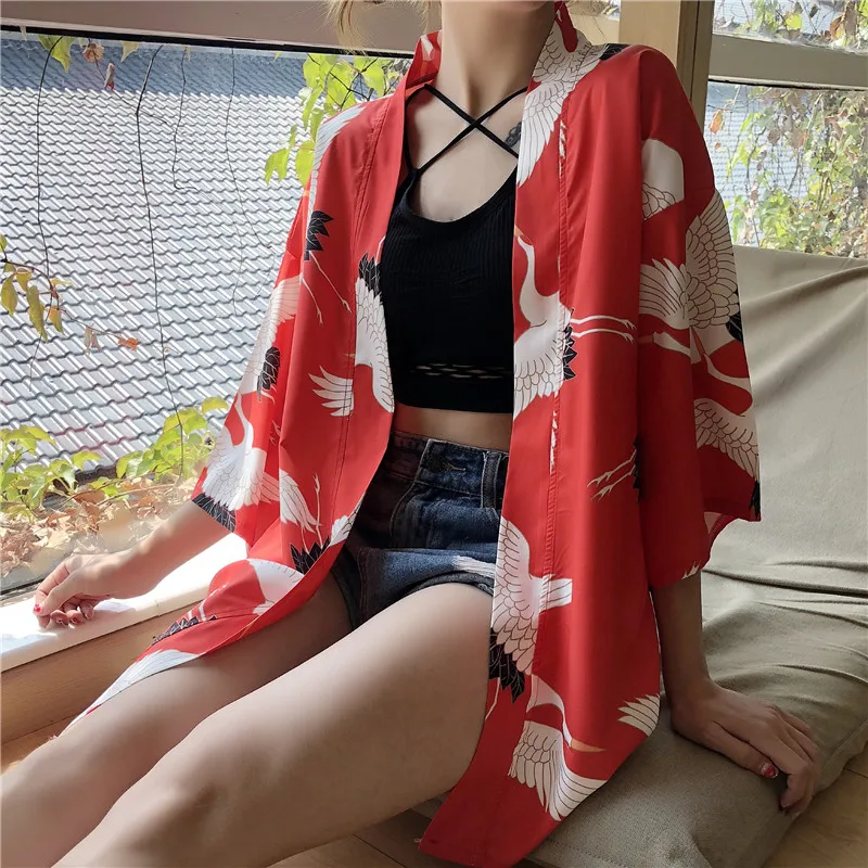 Традиционное японское кимоно yukata женское японское короткое платье свободная одежда kimomo японский кардиган кимоно Японские Женские haori