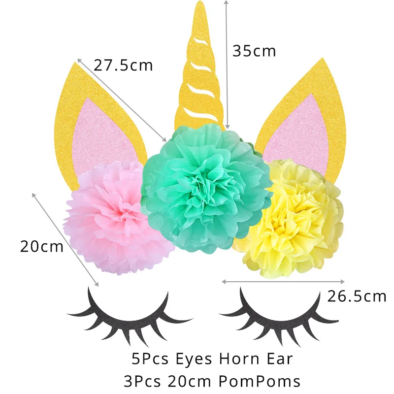 8pcs Flower Backdrop Вечерние принадлежности в виде единорога, скатерть с единорогом на 1-й день рождения, бумажная салфетка для чашек, баннеров, Топпер для торта, украшения для свадьбы, для детского душа - Цвет: 8pcs Flower Backdrop
