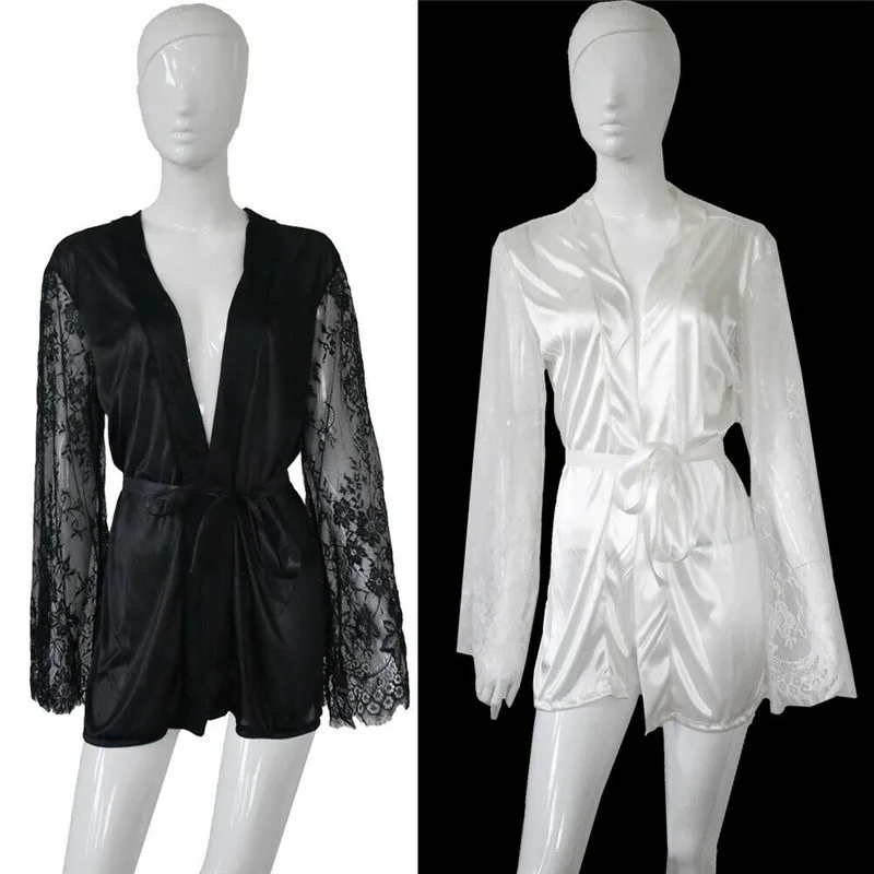 

Summer Sexy Robe Lace Sleeve Female Robe Fashion Lace Up Robe