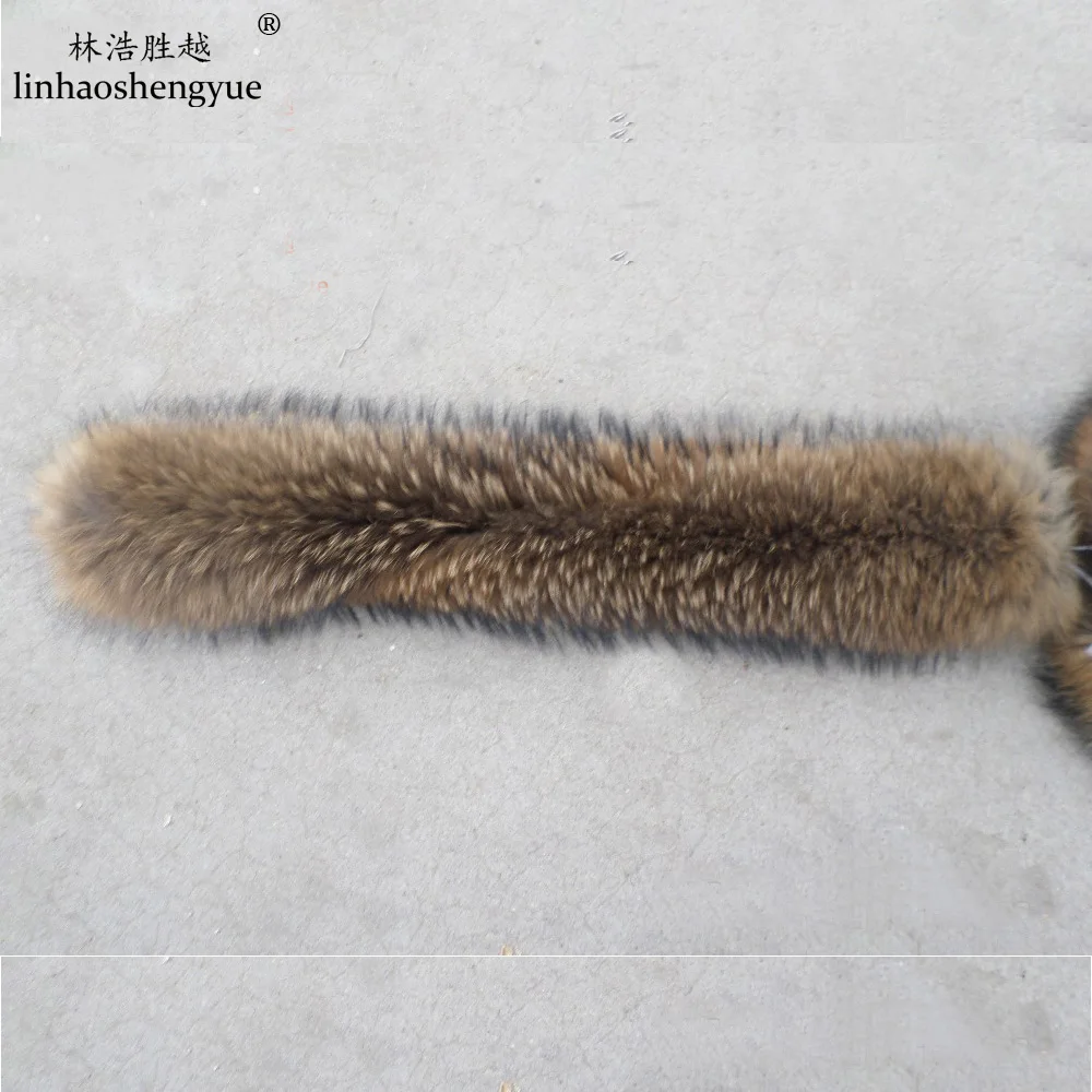 Linhaoshengyue зимний воротник с капюшоном из натурального меха енота 70 см 80 модное