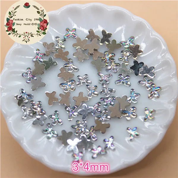 butterfly 2000pcs 2000 шт 3 мм/4 мм Блестящий AB прозрачный акриловый из горного хрусталя камень с плоской стороной DIY ногтей/ремесло украшения - Цвет: butterfly 2000pcs