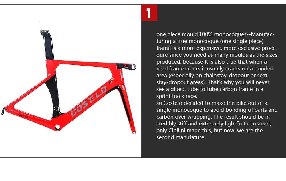 Costelo AEROMACHINE Monocoque диск углеродного волокна дорожный велосипед рама велосипеда bicicleta frameset Подседельный штырь вилка гарнитура 50 52 54 56