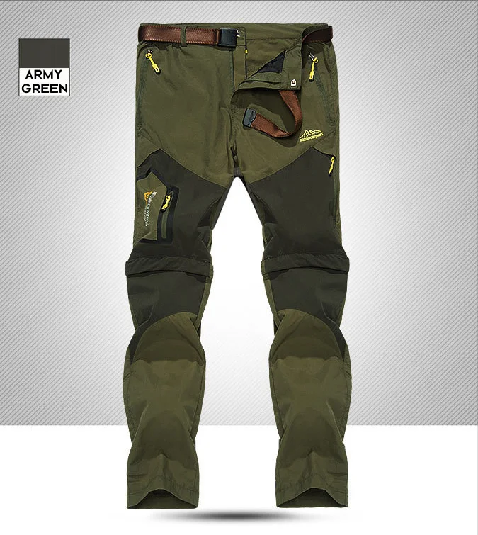 Army green Мужские треккинговые водонепроницаемые брюки быстросохнущие съемные походные брюки для спорта на открытом воздухе дышащие брюки для кемпинга охоты рыбалки шорты - Цвет: Army green