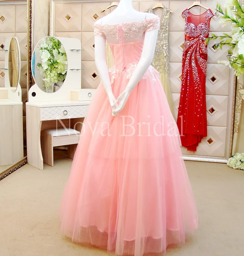 Женское вечернее платье из тюля длинное розовое трапециевидной формы с кружевом