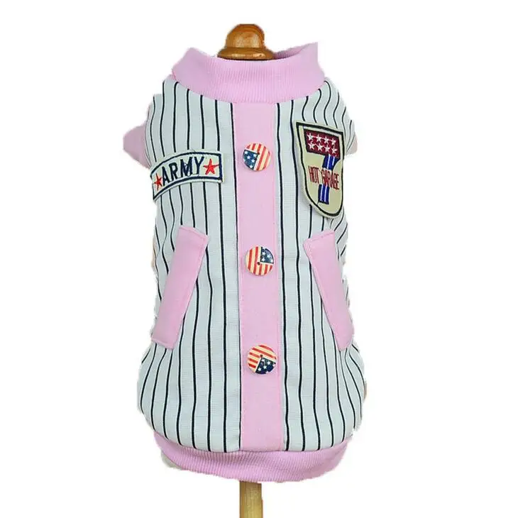 DOGGYZSTYLE Dog Clothes Winter Hoodies Coat Puppy Pets Pink Baseball Uniform Jacket Costume For Small Large Dogs XS-XL
