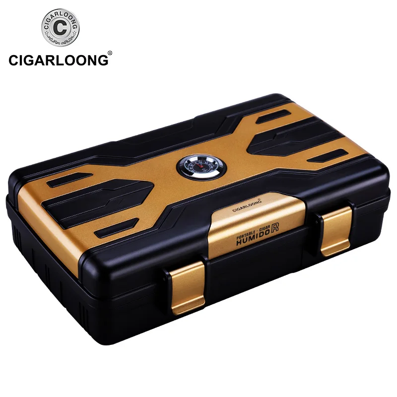 CIGARLOONG, коробка для сигар, переносная коробка для сигар, чехол для сигар, вмещает 10 сигар, CL-093 - Цвет: Золотой