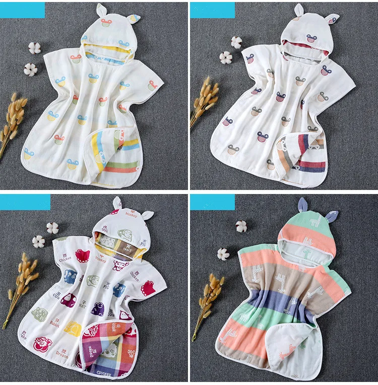 60*60 см купальные вещи для малышей мочалка Марля с капюшоном пляжное полотенце s мягкое пончо детская хлопковая накидка