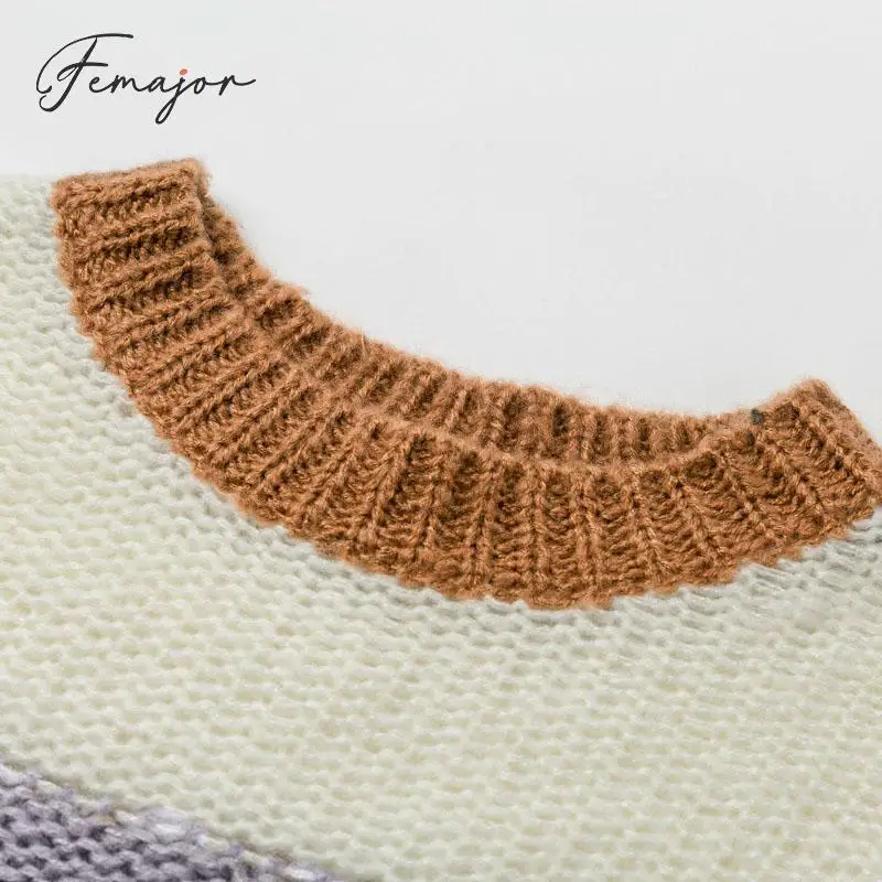 Femajor женский свитер Осень-зима 2019 круглый ворот вязаный пуловер Повседневный