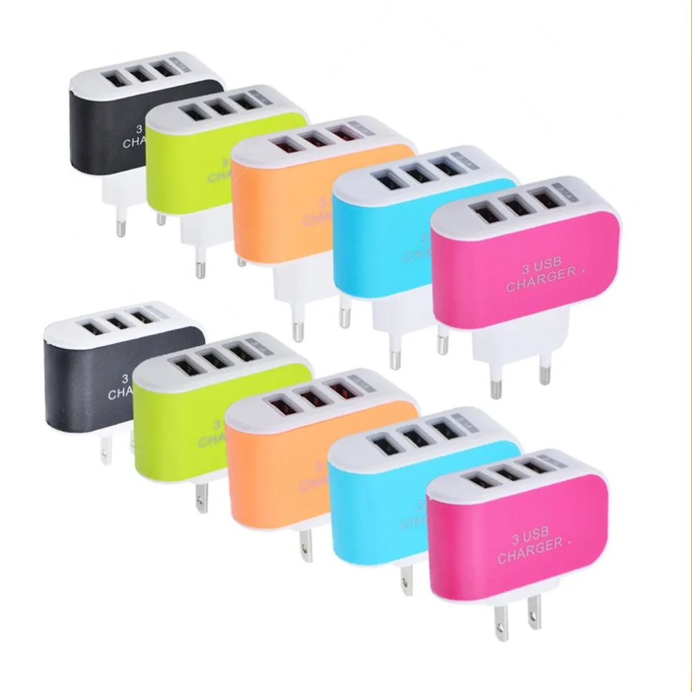 3 USB зарядное устройство адаптер порты, для мобильных телефонов зарядное устройство розетка ЕС/США вилка Смарт многопортовый USB зарядное устройство с адаптером для путешествий