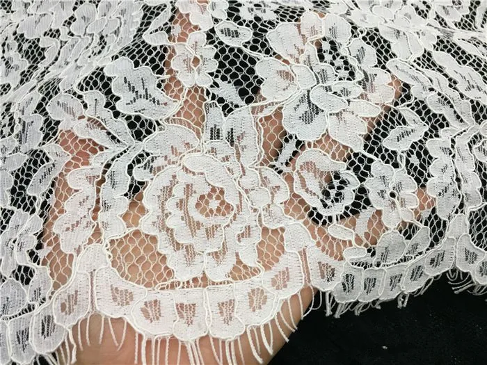 3 метра/шт 46 см широкая белая отделка цветочным кружевом Франция кружевная ресниц