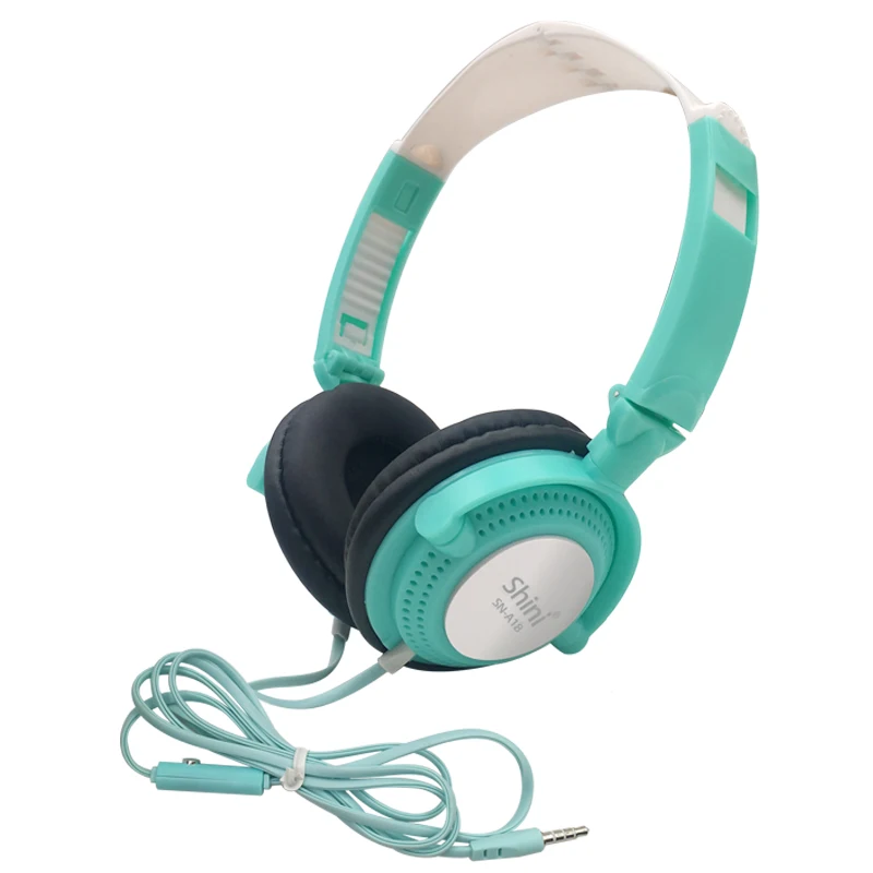 Новинка, проводные наушники с микрофоном, Накладные наушники, бас, hi-fi звук, музыка, стерео наушники для iPhone, Xiaomi, Sony, Huawei, PC - Цвет: shini green