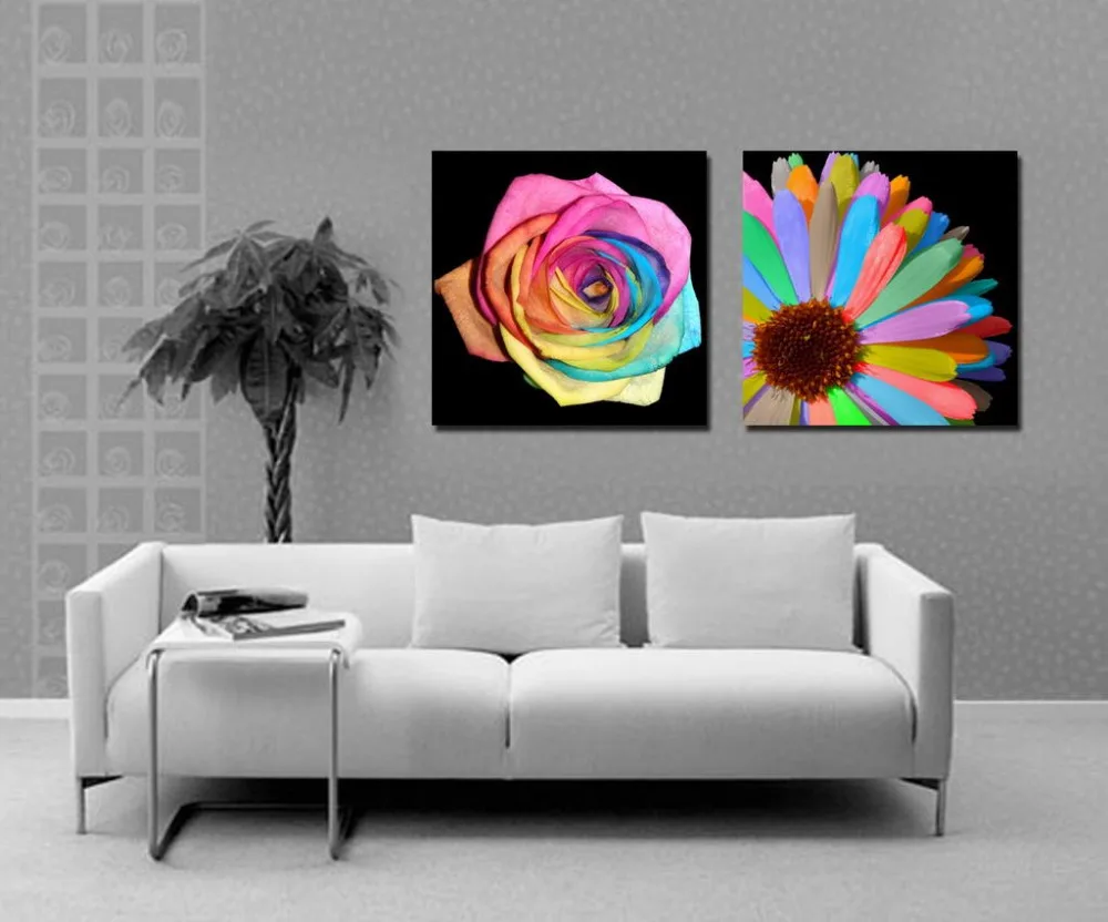 Высокое качество современный Радужный Подсолнух холст картина маслом по номерам