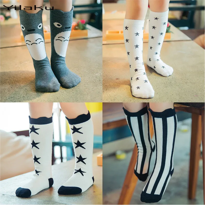 

Baby Kids Knee High Socks boys girls Cotton Cartoon Striped Socks Children Spring Autumn Winter Leg Warmers CS083