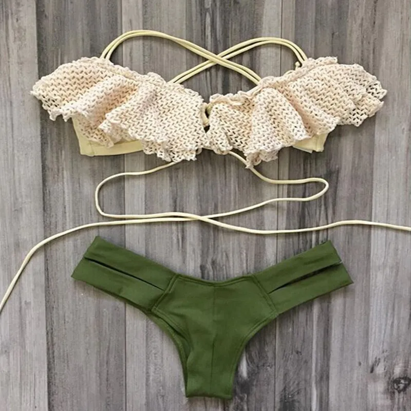 Набор Пуш-ап бикини 2018 Мягкий купальник Бразильское с принтом летняя пляжная