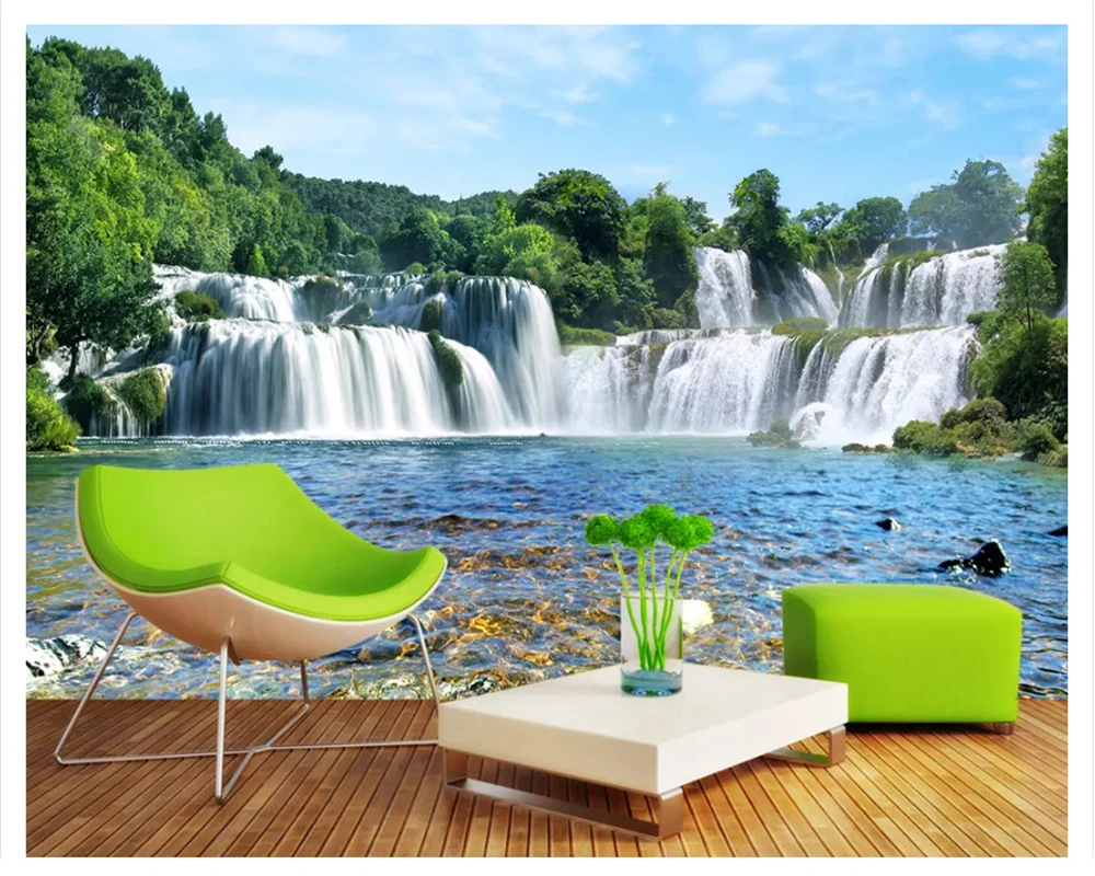 

beibehang tapety Classic wallpaper waterfall water 3D fresco landscape wall papel de parede para quarto wallpaper for walls 3 d