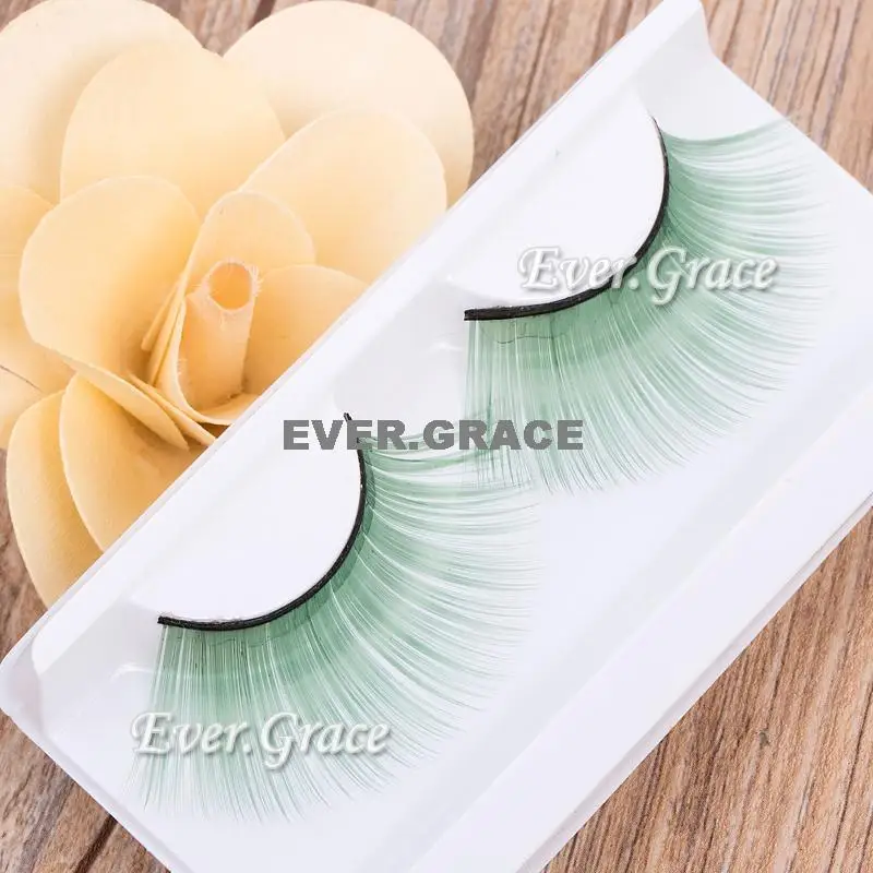 Green ICYCHEER 1 пара, макияж, Необычные перьевые ресницы, Мягкие Длинные Накладные ресницы, красивые вечерние ресницы на Хэллоуин - Цвет: Green