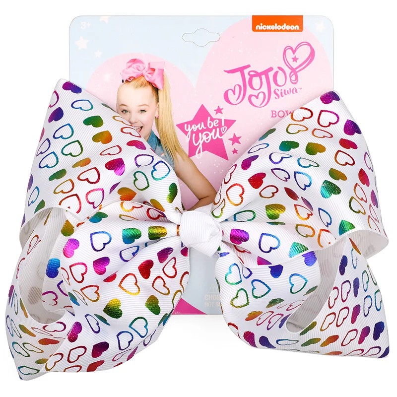 Бант для волос JOJO Siwa 8 дюймов большие радужные Детские аксессуары единорог