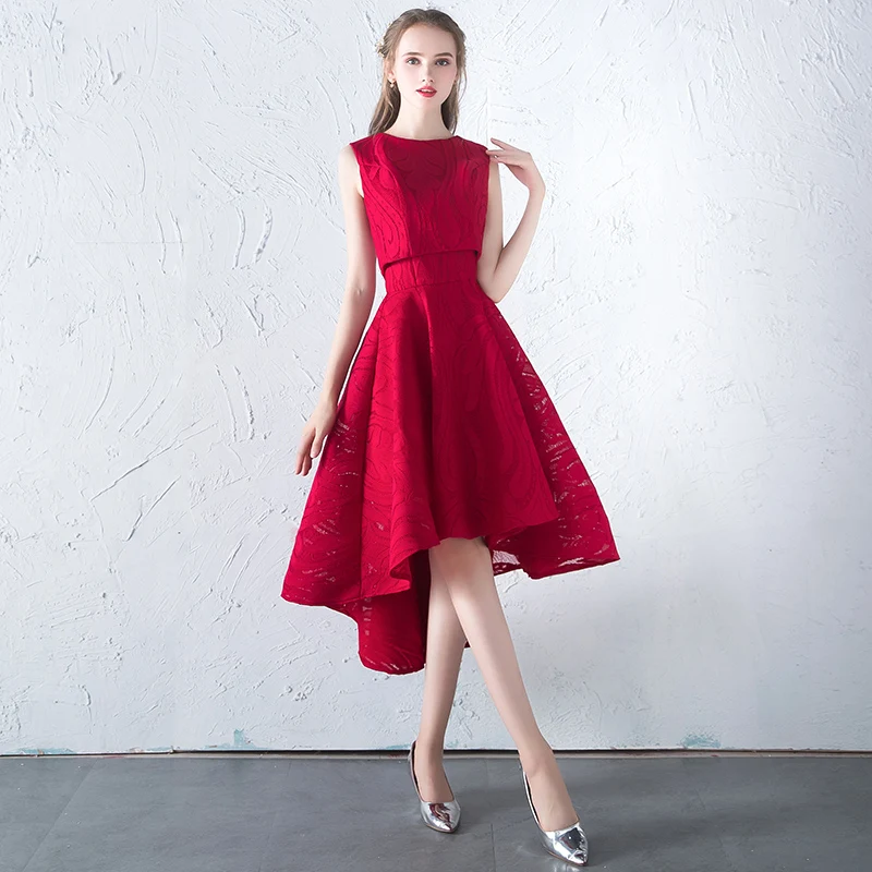 

LAMYA New Simple Elegant Evening Dress Bride Grey Lace Two Pieces High/low Sleeveless Formal Party Gown Robe De Soiree