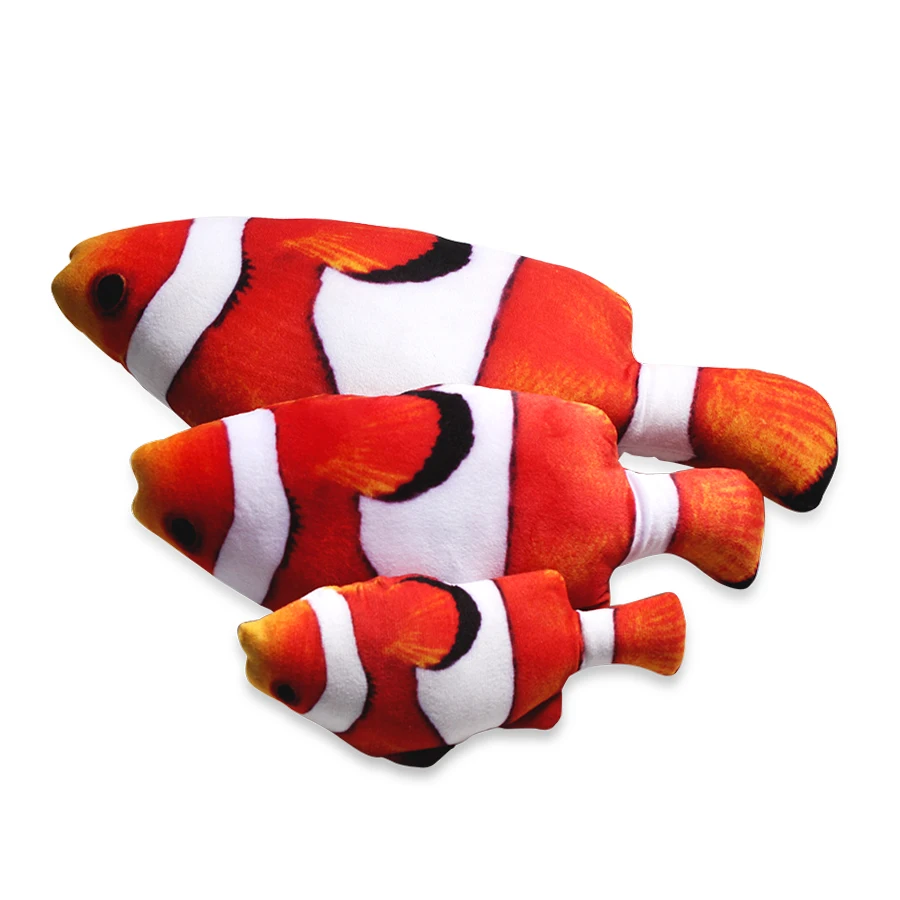 20/30/40CM With Zipper Cat Fish Toy 3D Simulation Crown Fish Cat Toy Catnip Fish Toy Cat Scratch Resistance Kitten Catmint 1Pcs