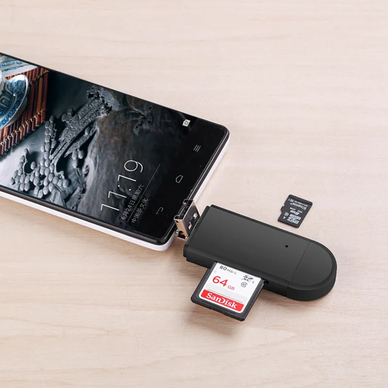 YC310 Mini 3 в 1 OTG кардридер для USB 2 0 Тип C высокая скорость Micro SD TF мобильного телефона