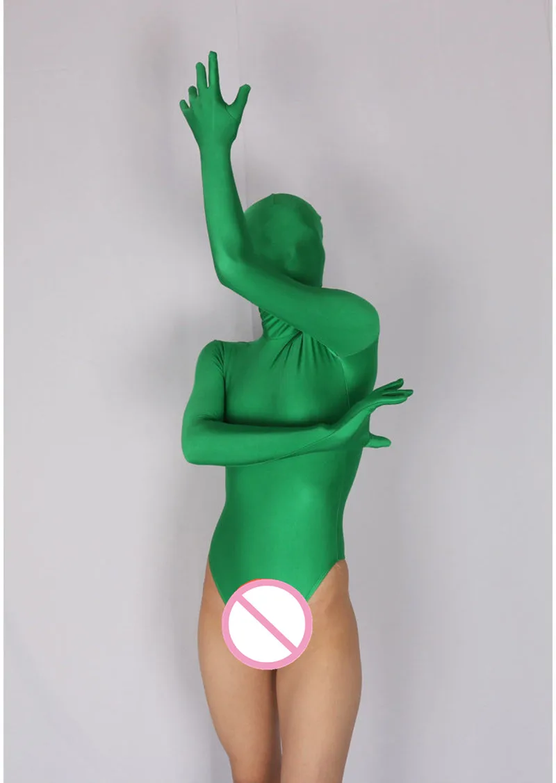 (MS025) лайкра спандекс Светло-зеленый комбинезон эластичный сексуальный трико